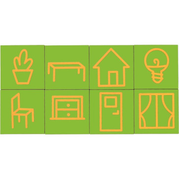 Carton de 8 plaques sensorielles sur le thème de la maison