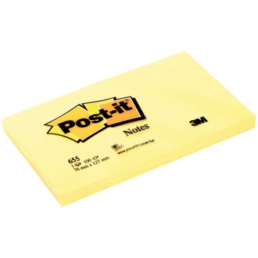 Bloc de 100 feuilles post-it notes jaune, 76 x 127 mm