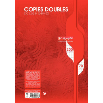Sachet de 50 copies doubles (200 pages non perforées) format 21x29,7 cm quadrillé 5x5 70g blanc