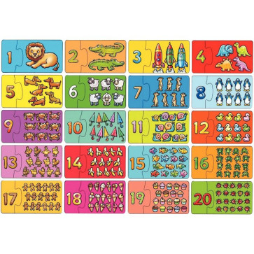 Boite de 20 puzzles duo, les quantités de 1 à 20