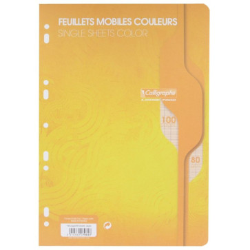 Sachet de 50 feuillets mobiles (100 pages) format 21x29,7cm séyès 80g coloris jaune