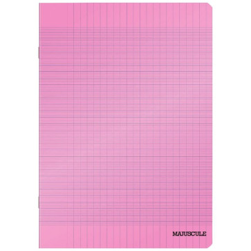 Piqûre 48 pages couverture polypropylène format 17x22 cm seyès coloris rose