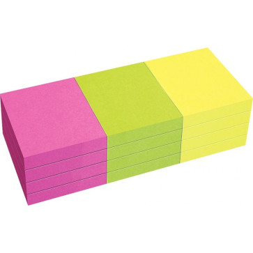 Lot de 12 blocs de notes repositionnables de 80 feuilles 40 x 50 mm couleurs vives assorties