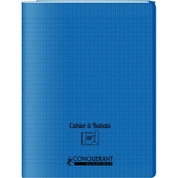 Piqûre 96 pages couverture polypropylène avec 2 rabats format 24x32 cm seyes bleu