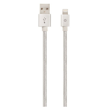 Cordon tressé en nylon USB 2.0 Male/Mâle USB A vers Lightning longueur 2,5 mètre silver