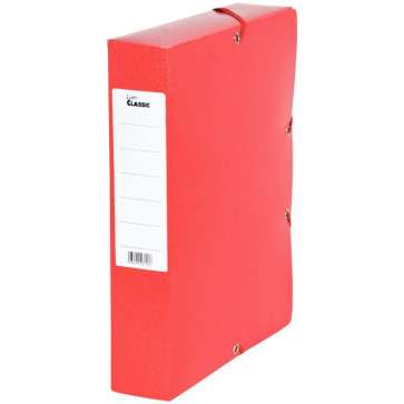 Boîte de classement en carte grainée, dos de 60 mm, coloris rouge