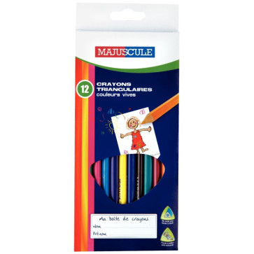 Pochette de 12 crayons de couleur triangulaires pointe moyenne assortis
