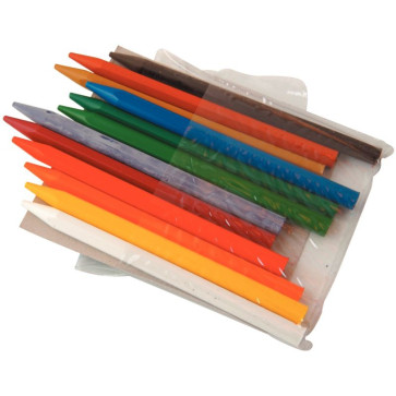Pochette de 12 crayons plastique forme hexagonale couleurs assorties