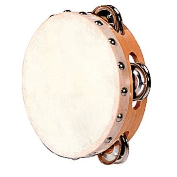 Tambourin de basque en peau naturelle diamètre 15 cm, 4 paires de cymballettes