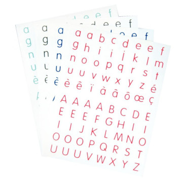 Pochette de 320 gommettes adhésives Alphabet 4 couleurs assorties