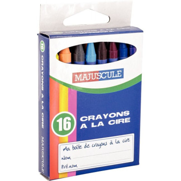 Boîte de 16 crayons à la cire 9 cm couleurs assorties