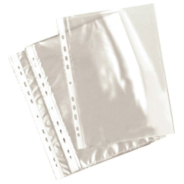 Sachet de 100 pochettes perforées en polypropylène 5-100ème aspect lisse format A4