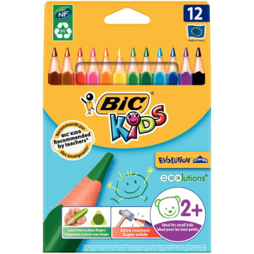 Étui de 12 crayons de couleurs Évolution triangulaire pointe moyenne