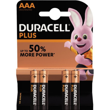 Blister de 4 piles 1.5 volts alcaline LR03 AAA PLUS à la marque DURACELL