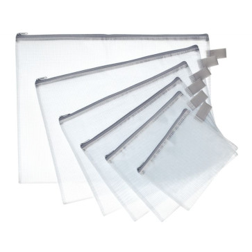 Pochette Zippée 26x34,5 cm, en PVC renforcé, semi-transparente