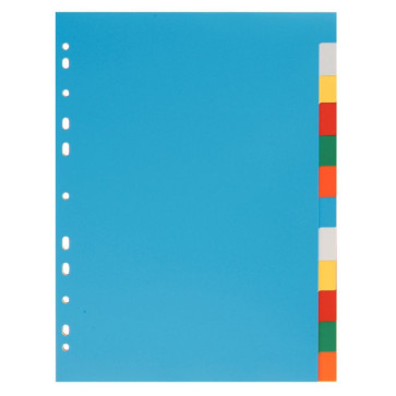Jeu de 12 intercalaires en polypropylène 12/100ème format A4 couleurs assorties