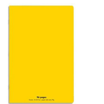 Cahier piqûre 21x29,7cm 96 pages grands carreaux 90g. Couverture polypro jaune Ref. Hamelin 599301