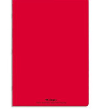 Cahier piqûre 21x29,7cm 96 pages grands carreaux 90g. Couverture polypro  rouge Ref  Hamelin 599328