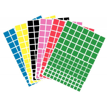 Pochette de 624 gommettes adhésives carrées couleurs assorties