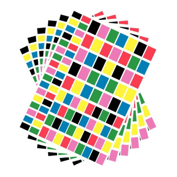 Pochette de 2100 gommettes adhésives rectangulaires 6 couleurs assorties