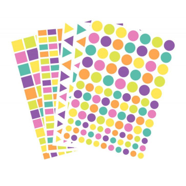 Maxi pochette de 4170 gommettes géométriques adhésives couleurs pastels assortis