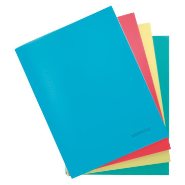 Piqure 96 pages couverture polypropylène 24x32cm uni 90g  couverture assortis : rouge, bleu, vert, jaune