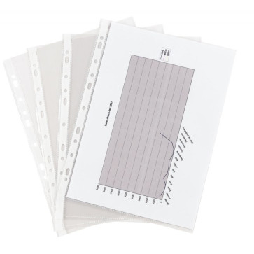 Sachet de 100 pochettes perforées en polypropylène aspect lisse Format 21x29,7 cm épaisseur 7,5/100ème