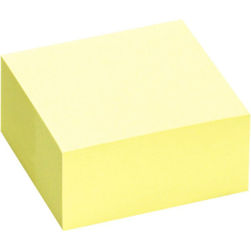 Bloc cube de 400 feuilles de notes repositionnables 75 x 75 mm jaune pastel
