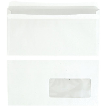 Boîte de 500 enveloppes blanches DL 110x220 80g/m² fenêtre 45x100 autocollante