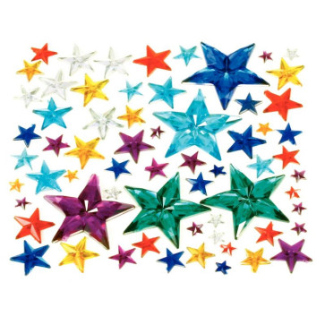 Sachet de 350 pierres décoratives en plastique à coller forme étoiles assorties