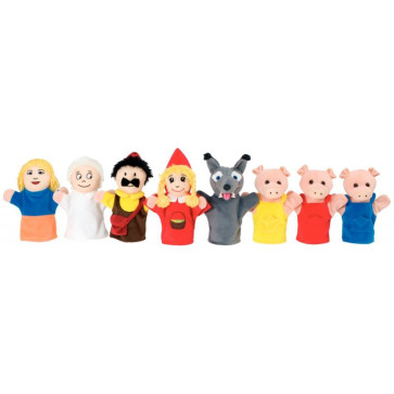 Valisette de 8 marionnettes le Petit chaperon rouge et les 3 petits cochons + 1 CD audio