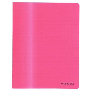 Piqûre 32 pages 17x22 cm double ligne 3 mm interligne et verticale papier 90g couverture en polypropylène semi rigide rouge