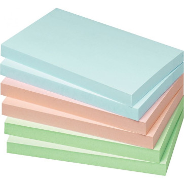 Paquet de 12 blocs de notes repositionnables de 100 feuilles 75 x 125 mm couleurs pastels assorties