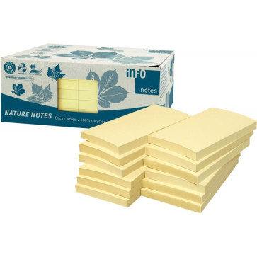 Paquet de 12 blocs de notes repositionnables de 100 feuilles recyclées 75 x 125 mm jaune