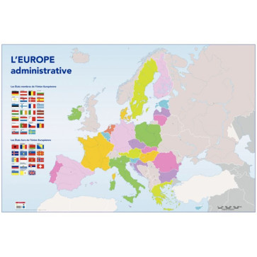 Carte d'Europe administrative Dimensions : 1,20x0,80 mètre Avec 5 gros œillets en métal