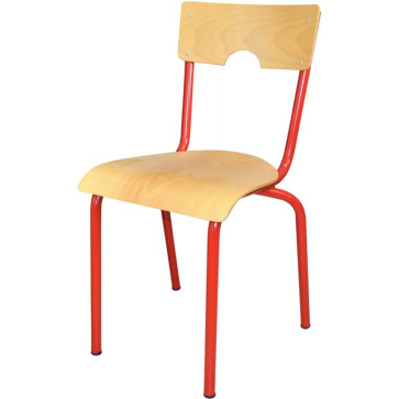 Chaise 4 pieds métal empilable T5 rouge