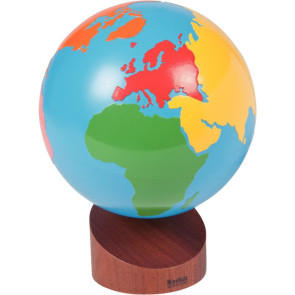 Globe continents en couleurs. Pédagogie MONTESSORI