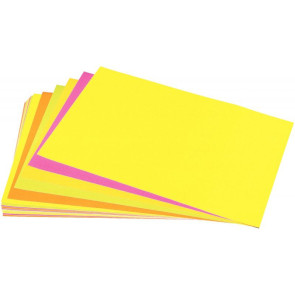 Paquet de 25 feuilles affiche fluo 90 g 40x60 cm couleurs assorties : Orange, rose, jaune, vert, rouge