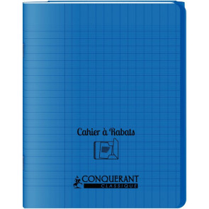 Piqûre 48 pages couverture polypropylène avec 2 rabats format 17x22 cm seyes coloris bleu