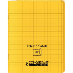 Piqûre 48 pages couverture polypropylène avec 2 rabats format 17x22 cm seyes coloris jaune