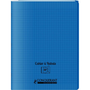 Piqûre 96 pages couverture polypropylène avec 2 rabats format 24x32 cm seyes bleu