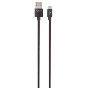 Cordon tressé en nylon USB 2.0 Male/Mâle USB A vers Micro USB B longueur 1,2 mètre noir