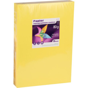 Rame de 500 feuilles de papier 80g de format A3 jaune vif FIRST