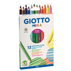 Etui de 12 crayons de couleur hexagonaux Giotto Mega mine diamètre 5,5mm