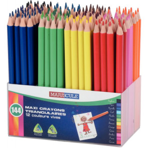 Classpack de 144 crayons de couleur triangulaires pointe large assortis