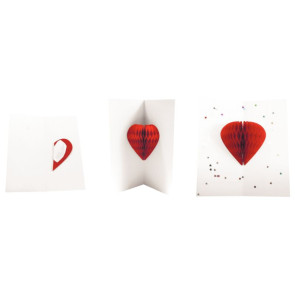 Sachet de 12 cartes en carton blanc de 23 x 25,5 cm à décorer et 12 coeurs alvéolés à coller