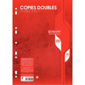Sachet de 50 copies doubles (200 pages perforées) format 21x29,7 cm séyès 70g blanc