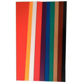 Pochette de 10 feuilles de carton ondulé, 50 x 70 cm, couleurs assorties