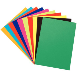 Paquet de 100 feuilles de papier couleur 250g format 24x32 cm 10 couleurs assorties