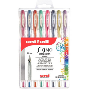 Pochette de 8 stylos gel Signo pailletés